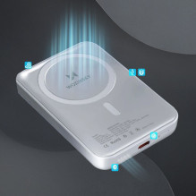 Wozinsky Wozinsky WRW349YWS 10000 mAh magnetinė išorinė baterija – balta