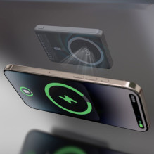 „Dudao Dudao K28S 20W PD 5000mAh“ išorinė baterija su „MagSafe“ ir stovu – pilka