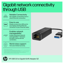 HP USB 3.0–gigabito RJ45 adapteris G2 HP USB 3.0–gigabito RJ45 adapteris G2