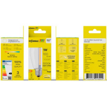 Visional LED Dimmable filament bulb E27, S14, 1W, 100lm, 3000K, 360° Visional LED Dimmable filament bulb E27, S14, 1W, 100lm, 3000K, 360°