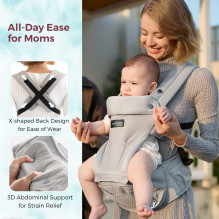 Kūdikio nešioklė - Momcozy Air Mesh juosmens sėdynė pilka 5-36 mėn. 20 kg 800 g