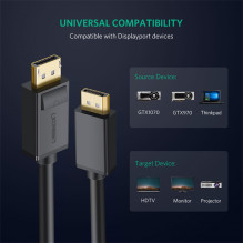 Kabelis Ugreen DP102 DisplayPort to DisplayPort 2.0m juodas Kabelis Ugreen DP102 DisplayPort to DisplayPort 2.0m juodas