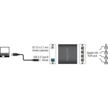 Tinklo plokštė Delock DeLOCK USB3.0 adapteris 4 x Gigabit LAN Tinklo plokštė Delock DeLOCK USB3.0 adapteris 4 x Gigabit LAN