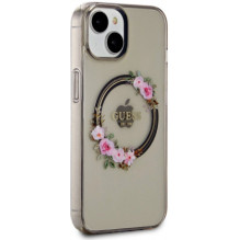 Guess "PC / TPU Flowers Ring Glossy Logo MagSafe Case iPhone 14" Black
