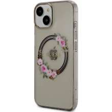 Guess "PC / TPU Flowers Ring Glossy Logo MagSafe Case iPhone 14" Black