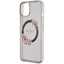 Guess "PC / TPU Flowers Ring Glossy Logo MagSafe Case iPhone 14" Black