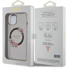 Guess "PC / TPU Flowers Ring Glossy Logo MagSafe Case iPhone 14" Black