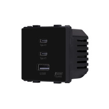 Greito krovimo rozetė Feelspot su USB+C+C jungtimis, 65W, juoda Greito krovimo rozetė Feelspot su USB+C+C jungtimis, 65W, juoda