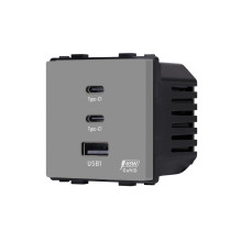 Greito krovimo rozetė Feelspot su USB+C+C jungtimis, 65W, pilka Greito krovimo rozetė Feelspot su USB+C+C jungtimis, 65W, pilka