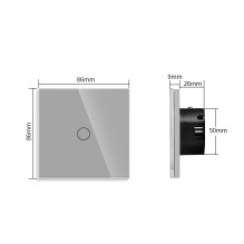 WiFi vienpolis sensorinis jungiklis Feelspot, pilkas 800W