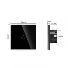 WiFi vienpolis sensorinis jungiklis Feelspot, juodas 800W