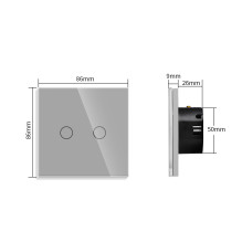 WiFi dvipolis sensorinis jungiklis Feelspot, pilkas 800W
