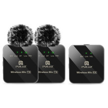 Wireless digital dual microphone, clip-on, OTG USB Type-C, Lightning