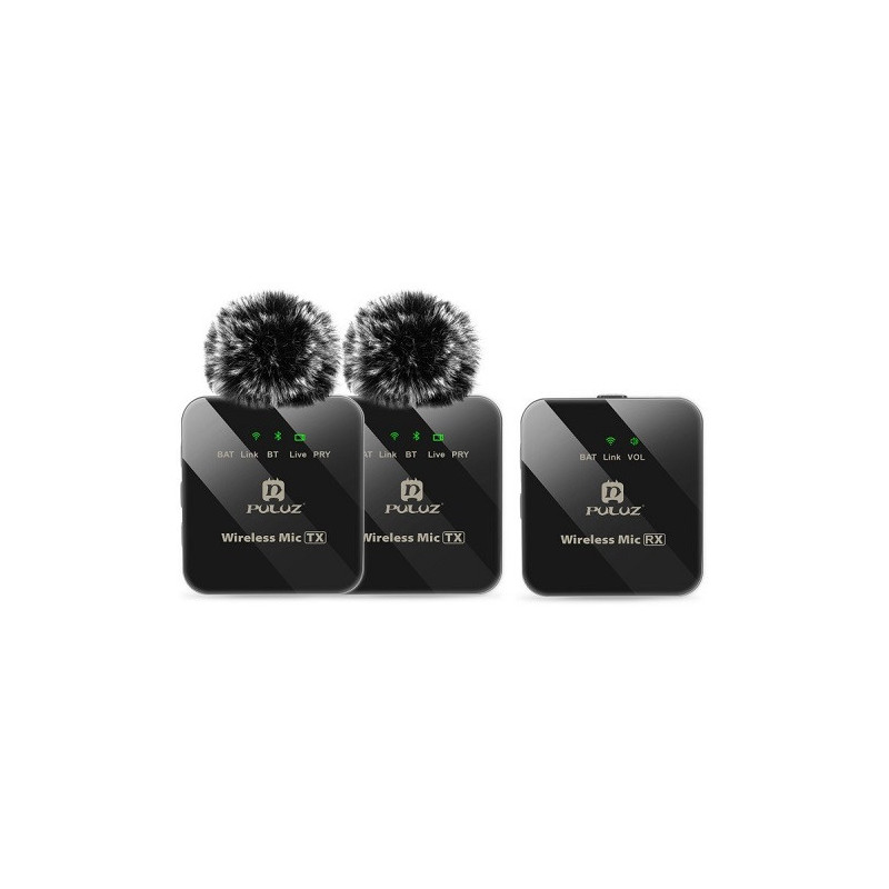 Wireless digital dual microphone, clip-on, OTG USB Type-C, Lightning