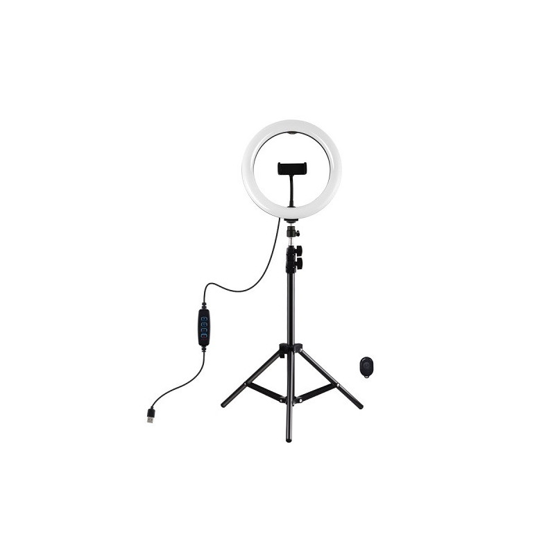 LED ring light 26cm, with tripod stand up to 1.1m and phone holder, USB