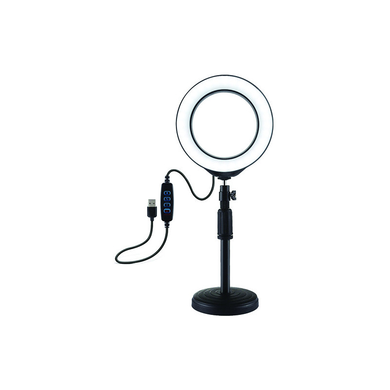 LED ring lamp 16cm, with stand 18-28cm, USB