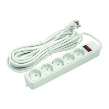 Household extension cord 10m, 5 sockets, with switch