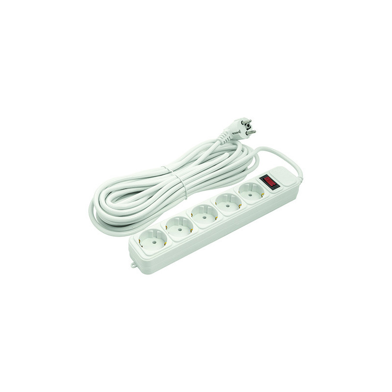 Household extension cord 10m, 5 sockets, with switch