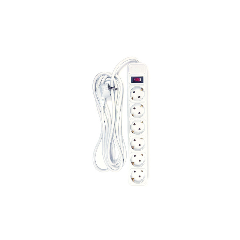 Household extension cord 3m, 6 sockets, with switch