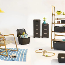 Daiktadėžė su stalčiais - CURVER Rattan 206314, 3 × 14 l, kreminė