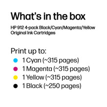 HP 912 Black+Tricolor Tintes kasetne