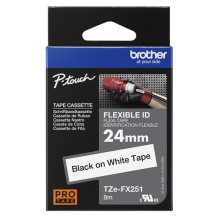 Juostos kasetė Brother 24mm balta / juoda TZEFX251 Juostos kasetė Brother 24mm balta / juoda TZEFX251