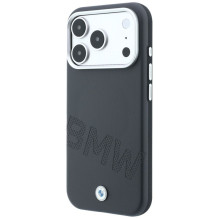 BMW case for IPHONE 18 Pro Max / 17 Pro Max compatible with MagSafe (Sign Inclined Deboss Letters) grey