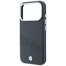 BMW case for IPHONE 18 Pro Max / 17 Pro Max compatible with MagSafe (Sign Inclined Deboss Letters) grey