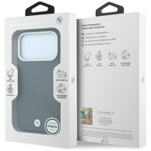 BMW case for IPHONE 18 Pro Max / 17 Pro Max compatible with MagSafe (Sign Inclined Deboss Letters) grey