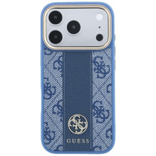 Case for IPHONE 18 Pro / 17 Pro compatible with MagSafe (Stripe Round and Classic Logos 4G) blue
