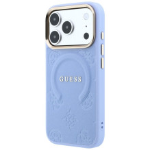Case for IPHONE 18 Pro / 17 Pro compatible with MagSafe (Saffiano Peony Ring) light blue
