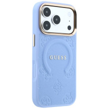 Case for IPHONE 18 Pro / 17 Pro compatible with MagSafe (Saffiano Peony Ring) light blue