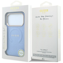 Case for IPHONE 18 Pro / 17 Pro compatible with MagSafe (Saffiano Peony Ring) light blue