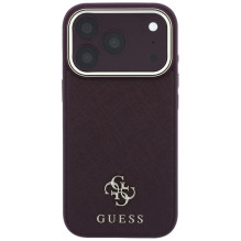 Case for IPHONE 18 Pro / 17 Pro compatible with MagSafe (Saffiano Small 4G &amp; Classic Logo) brown