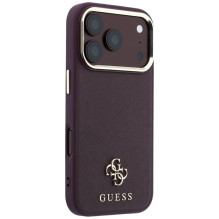 Case for IPHONE 18 Pro / 17 Pro compatible with MagSafe (Saffiano Small 4G &amp; Classic Logo) brown