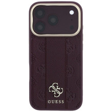 Case for IPHONE 18 Pro Max / 17 Pro Max compatible with MagSafe (Stripe Peony 4G Logo) burgundy