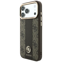 Case for IPHONE 18 Pro / 17 Pro compatible with MagSafe (Stripe Round and Classic Logos 4G) brown