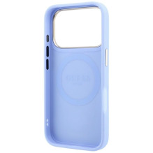 Case for IPHONE 18 Pro / 17 Pro compatible with MagSafe (Stripe Peony 4G Logo) light blue