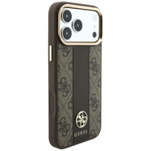 Case for IPHONE 18 Pro Max / 17 Pro Max compatible with MagSafe (Stripe Round and Classic Logos 4G) brown