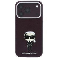 KARL LAGERFELD case for IPHONE 18 Pro / 17 Pro compatible with MagSafe (Smooth Ikonik Sketch) burgundy