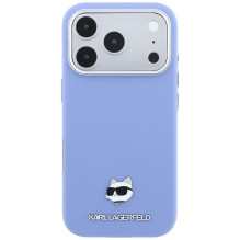 KARL LAGERFELD case for IPHONE 18 Pro Max / 17 Pro Max compatible with MagSafe (Grained Choupette Head Metal) light blue KARL LAGERFELD case for IPHONE 18 Pro Max / 17 Pro Max compatible with MagSafe (Grained Choupette Head Metal) light blue