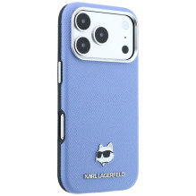 KARL LAGERFELD case for IPHONE 18 Pro / 17 Pro compatible with MagSafe (Grained Choupette Head Metal) light blue KARL LAGERFELD case for IPHONE 18 Pro / 17 Pro compatible with MagSafe (Grained Choupette Head Metal) light blue