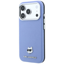 KARL LAGERFELD case for IPHONE 18 Pro / 17 Pro compatible with MagSafe (Grained Choupette Head Metal) light blue KARL LAGERFELD case for IPHONE 18 Pro / 17 Pro compatible with MagSafe (Grained Choupette Head Metal) light blue