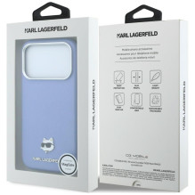 KARL LAGERFELD case for IPHONE 18 Pro / 17 Pro compatible with MagSafe (Grained Choupette Head Metal) light blue KARL LAGERFELD case for IPHONE 18 Pro / 17 Pro compatible with MagSafe (Grained Choupette Head Metal) light blue