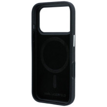 KARL LAGERFELD case for IPHONE 18 Pro / 17 Pro compatible with MagSafe (Grained Choupette Head Metal) black
