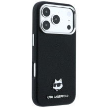 KARL LAGERFELD case for IPHONE 18 Pro / 17 Pro compatible with MagSafe (Grained Choupette Head Metal) black