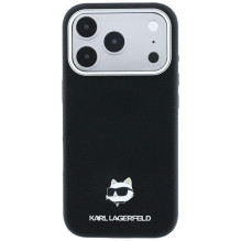 KARL LAGERFELD case for IPHONE 18 Pro / 17 Pro compatible with MagSafe (Grained Choupette Head Metal) black