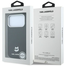 KARL LAGERFELD case for IPHONE 18 Pro / 17 Pro compatible with MagSafe (Grained Choupette Head Metal) black
