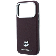 KARL LAGERFELD case for IPHONE 18 Pro / 17 Pro compatible with MagSafe (Grained Choupette Head Metal) burgundy KARL LAGERFELD case for IPHONE 18 Pro / 17 Pro compatible with MagSafe (Grained Choupette Head Metal) burgundy