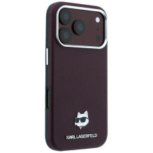 KARL LAGERFELD case for IPHONE 18 Pro / 17 Pro compatible with MagSafe (Grained Choupette Head Metal) burgundy KARL LAGERFELD case for IPHONE 18 Pro / 17 Pro compatible with MagSafe (Grained Choupette Head Metal) burgundy
